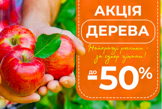 Акція на плодові дерева гуртом - знижка 50%