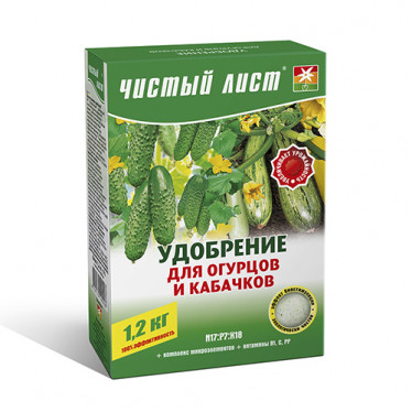 Удобрение кристаллическое для огурцов и кабачков Чистый Лист 1.2 кг