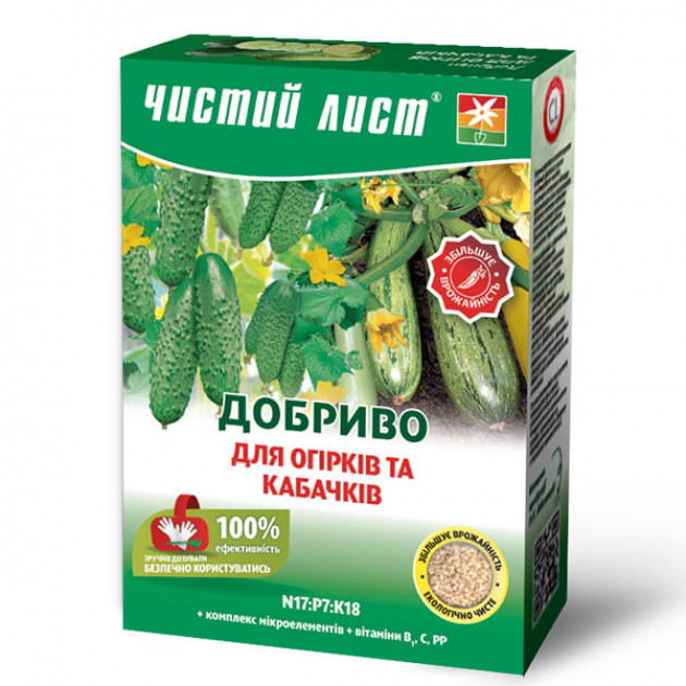 Добриво кристалічне для огірків та кабачків Чистий лист 900 г